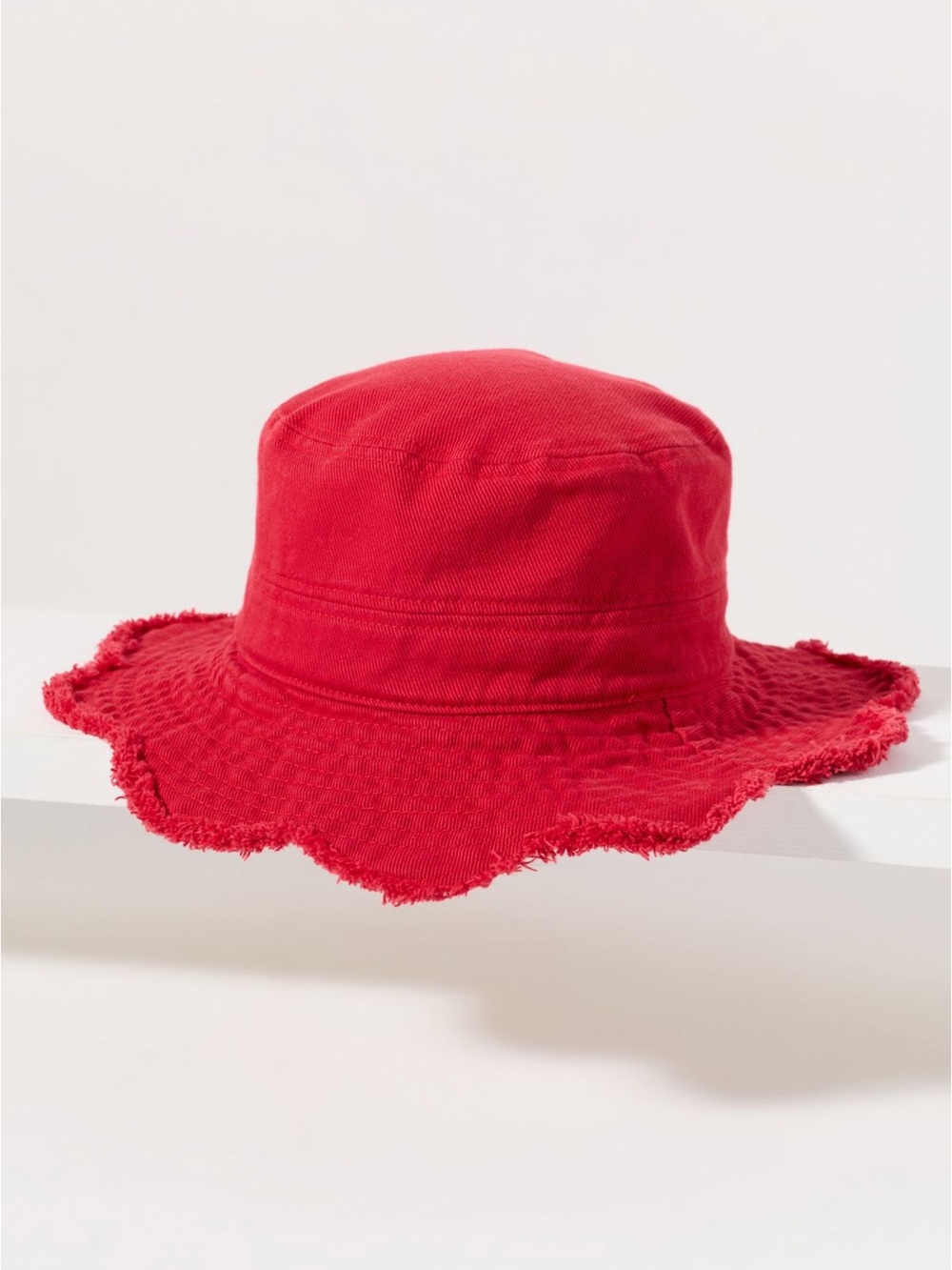 Anthropologie Red Scallop Bucket Hat NWT